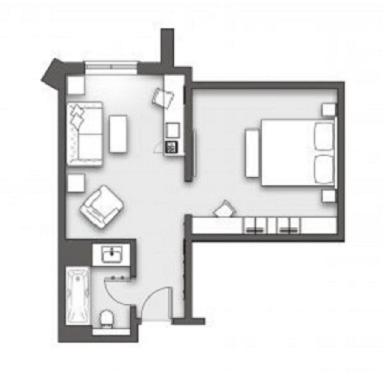 Boulevard Hotel Blackpool Cameră foto A studio apartment layout